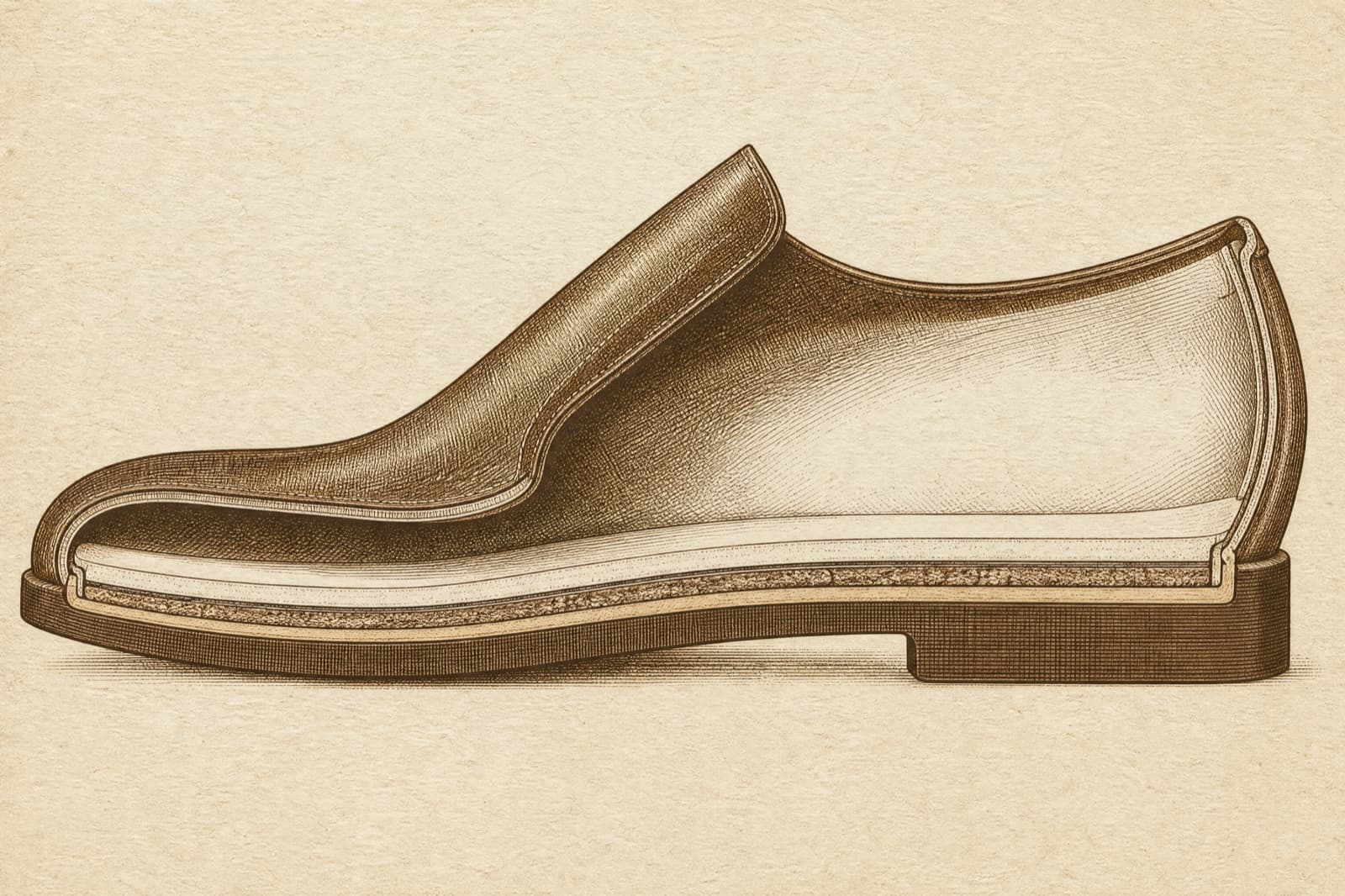 Cutaway of a Cemented sole